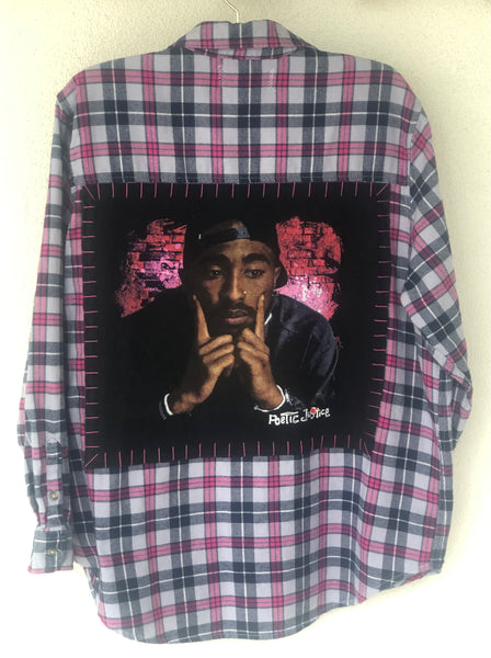 Tupac Shakur Upcycled Flannel