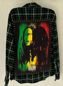 Bob Marley  Upcycled Flannel