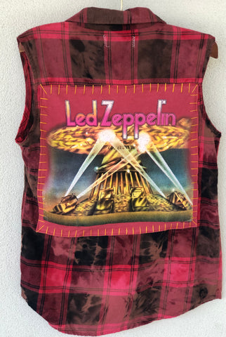 Led Zeppelin Upcycled Sleeveless Flannel