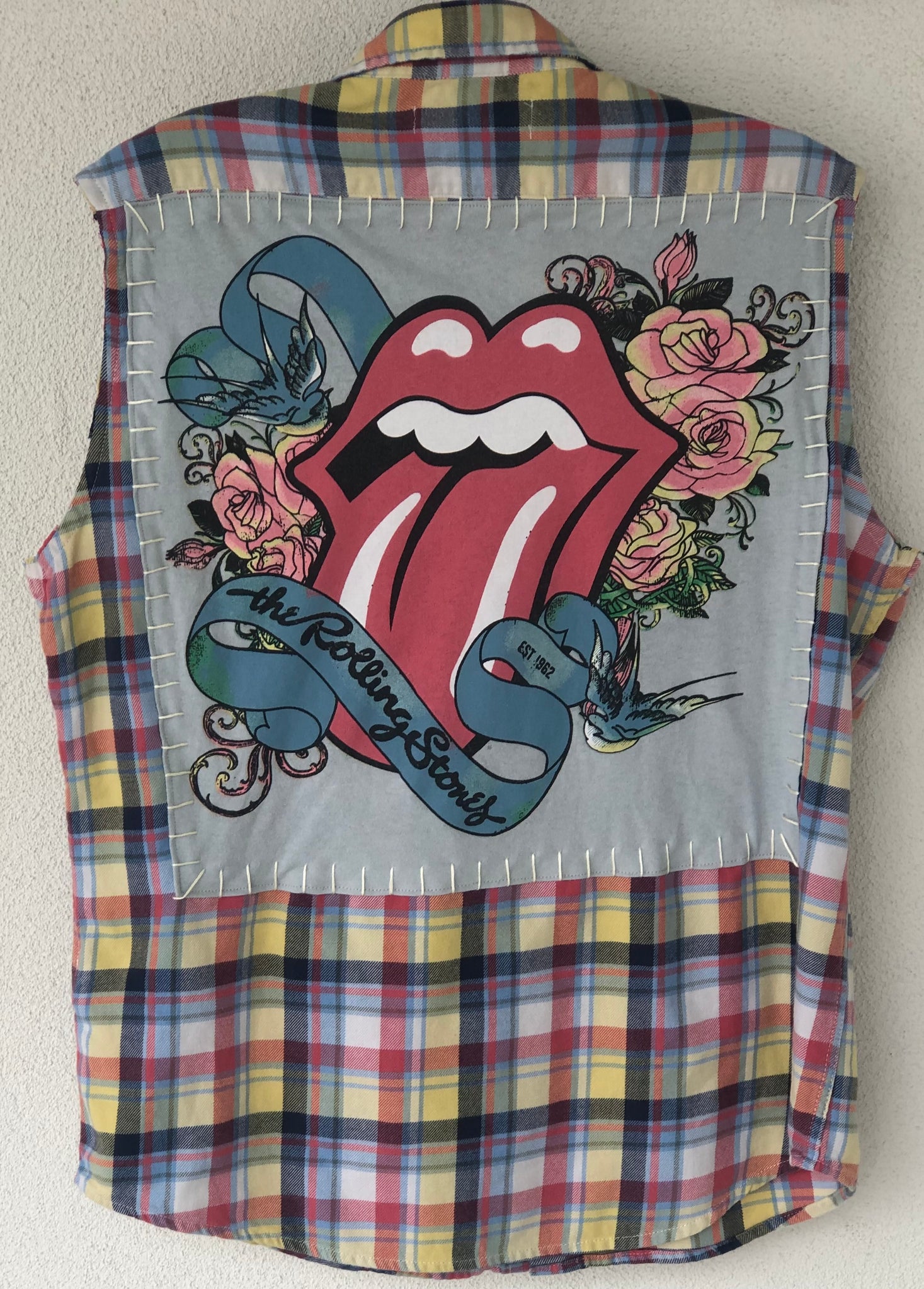 The Rolling Stones Upcycled Sleeveless Flannel