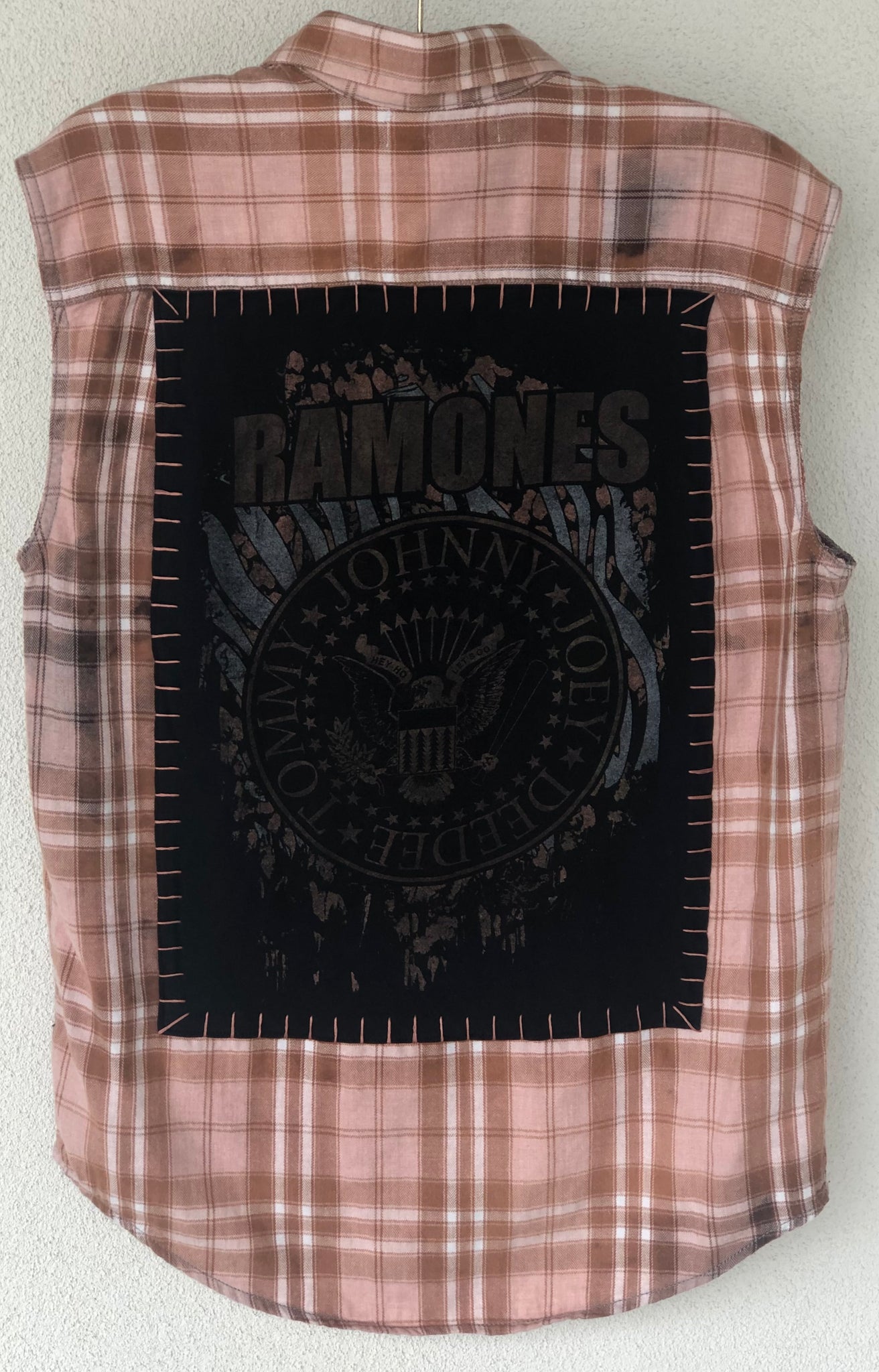 The Ramones Upcycled Sleeveless Flannel