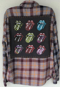 The Rolling Stones Upcycled  Flannel