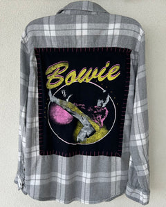 David Bowie Upcycled Flannel