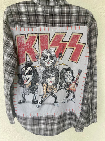 Kiss Upcycled Flannel Shirt