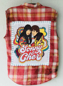 Sonny and Cher Upcycled Sleeveless Flannel