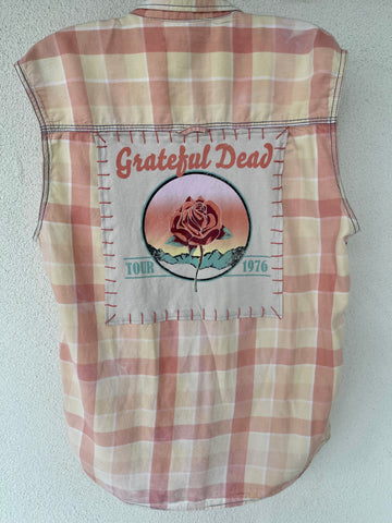 Grateful Dead Upcycled Woven Sleeveless Shirt