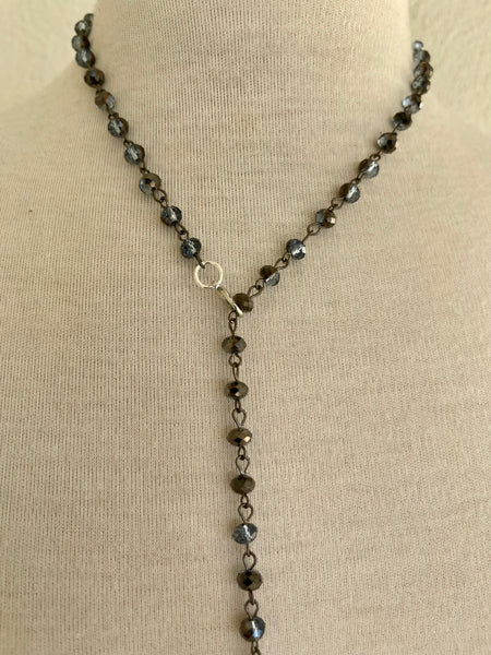 Stone Adjustable crystal lariat necklace