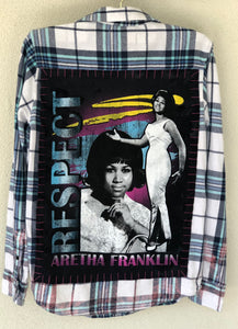 Aretha Franklin Upcycled Flannel