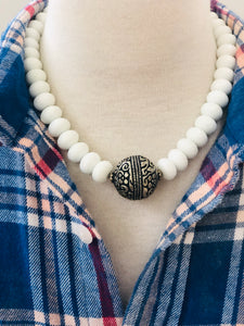 Tibetan Silver Tooled Bead Necklace